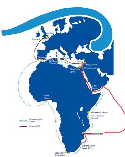 Bright red line shows Phoenicia’s achieved route so far © SW